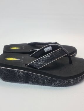 Volatile Womens Neville Platform Flip Flop Wedge Sandals Black Comfort Fashion